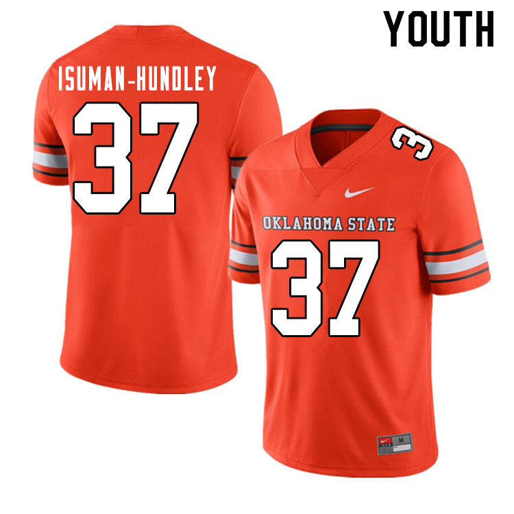 Youth #37 Isreal Isuman-Hundley Oklahoma State Cowboys College Football Jerseys Sale-Alternate Orang - Click Image to Close
